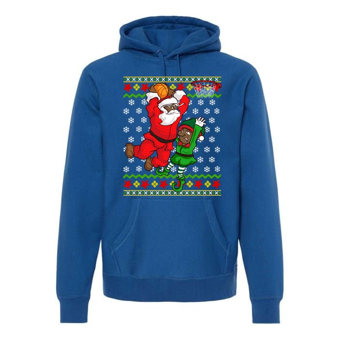 Basketball Black African American Santa Claus Dunk Elf Cool Gift Premium Hoodie