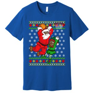 Basketball Black African American Santa Claus Dunk Elf Cool Gift Premium T-Shirt