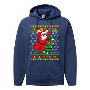 Basketball Black African American Santa Claus Dunk Elf Cool Gift Performance Fleece Hoodie