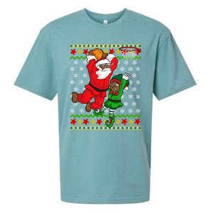 Basketball Black African American Santa Claus Dunk Elf Cool Gift Sueded Cloud Jersey T-Shirt