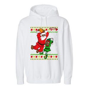 Basketball Black African American Santa Claus Dunk Elf Cool Gift Garment-Dyed Fleece Hoodie