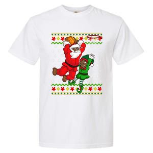 Basketball Black African American Santa Claus Dunk Elf Cool Gift Garment-Dyed Heavyweight T-Shirt