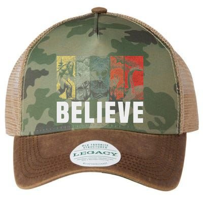 Believe Bigfoot Alien Loch Ness Monster Funny Retro Cryptids Legacy Tie Dye Trucker Hat