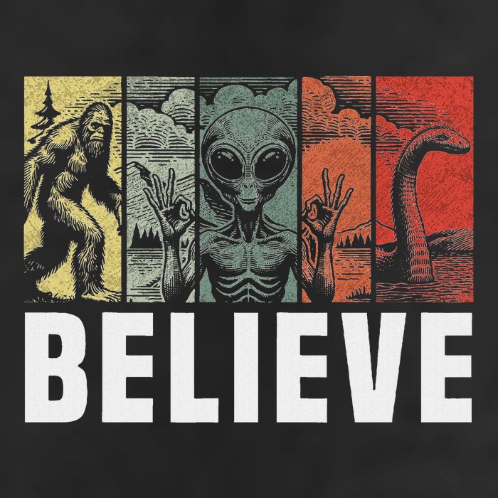 Believe Bigfoot Alien Loch Ness Monster Funny Retro Cryptids 11oz C Handle Ceramic Mug