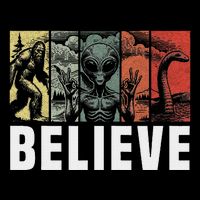 Believe Bigfoot Alien Loch Ness Monster Funny Retro Cryptids Womens Tank Top