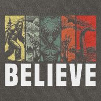 Believe Bigfoot Alien Loch Ness Monster Funny Retro Cryptids Cotton Canvas Backpack