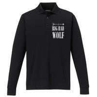 Big Bad and Wolf Funny Wolves Werewolf Cool Dog Performance Long Sleeve Polo