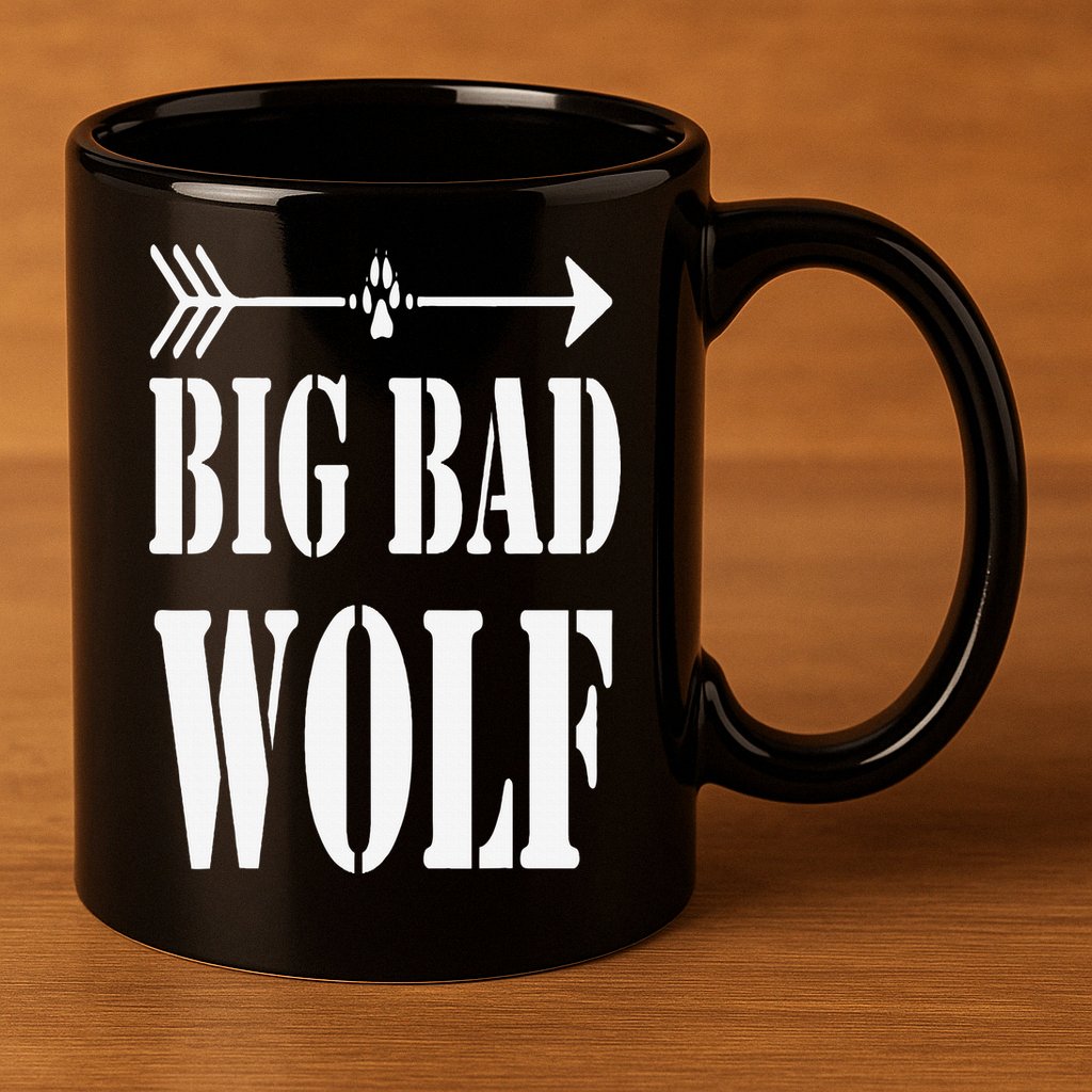 Big Bad and Wolf Funny Wolves Werewolf Cool Dog 11oz C Handle Ceramic Mug