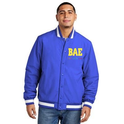 Bae Best Auntie Ever Bae Aunt Best Aunt Funny Auntie Funny Gift Insulated Varsity Jacket