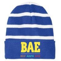 Bae Best Auntie Ever Bae Aunt Best Aunt Funny Auntie Funny Gift Striped Beanie with Solid Band