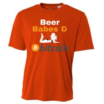 Beer Babes And Bitcoin, Bitcoin Crypto, Funny Bitcoin, Bitcoin Blockchain Cooling Performance Crew T-Shirt