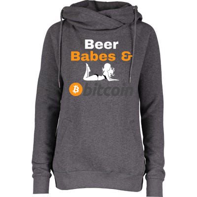 Beer Babes And Bitcoin, Bitcoin Crypto, Funny Bitcoin, Bitcoin Blockchain Womens Funnel Neck Pullover Hood