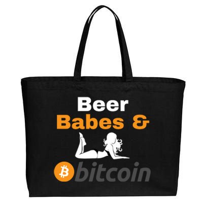 Beer Babes And Bitcoin, Bitcoin Crypto, Funny Bitcoin, Bitcoin Blockchain Cotton Canvas Jumbo Tote