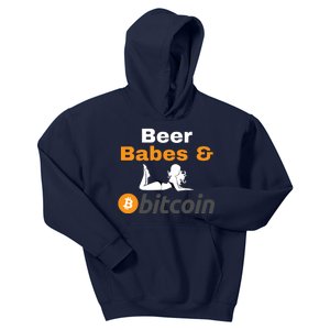 Beer Babes And Bitcoin, Bitcoin Crypto, Funny Bitcoin, Bitcoin Blockchain Kids Hoodie