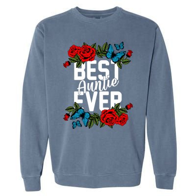 Bae Best Auntie Ever Floral Graphic Aunt Gift Garment-Dyed Sweatshirt