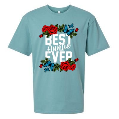 Bae Best Auntie Ever Floral Graphic Aunt Gift Sueded Cloud Jersey T-Shirt