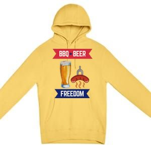 Bbq Beer And Freedom Patriotic 4th Of July Design Gift Premium Pullover Hoodie