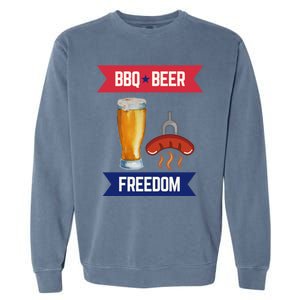 Bbq Beer And Freedom Patriotic 4th Of July Design Gift Garment-Dyed Sweatshirt