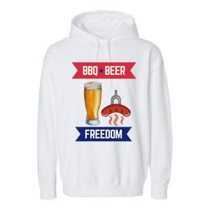 Bbq Beer And Freedom Patriotic 4th Of July Design Gift Garment-Dyed Fleece Hoodie