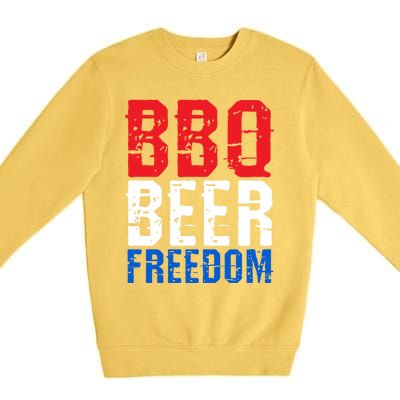 Bbq Beer And Freedom Funny July 4th Patriotic Gift Premium Crewneck Sweatshirt