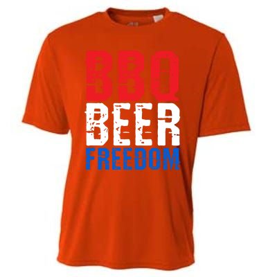 Bbq Beer And Freedom Funny July 4th Patriotic Gift Cooling Performance Crew T-Shirt