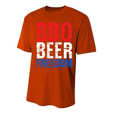 Bbq Beer And Freedom Funny July 4th Patriotic Gift Performance Sprint T-Shirt