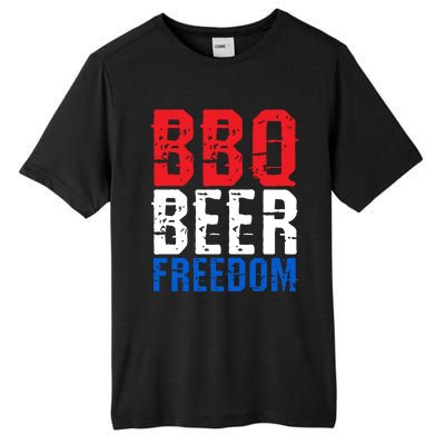 Bbq Beer And Freedom Funny July 4th Patriotic Gift Tall Fusion ChromaSoft Performance T-Shirt