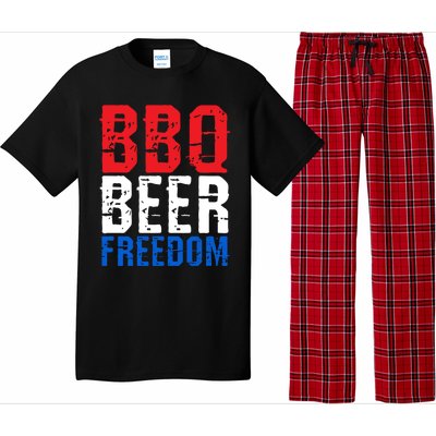 Bbq Beer And Freedom Funny July 4th Patriotic Gift Pajama Set