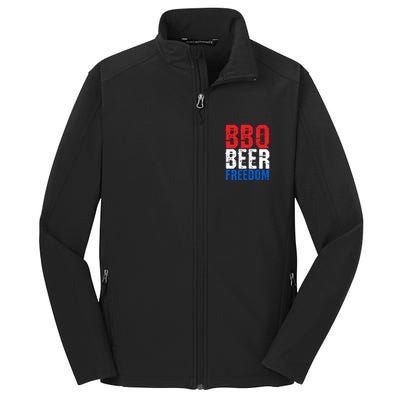 Bbq Beer And Freedom Funny July 4th Patriotic Gift Core Soft Shell Jacket