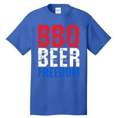 Bbq Beer And Freedom Funny July 4th Patriotic Gift Tall T-Shirt