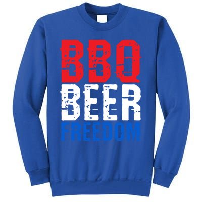 Bbq Beer And Freedom Funny July 4th Patriotic Gift Tall Sweatshirt