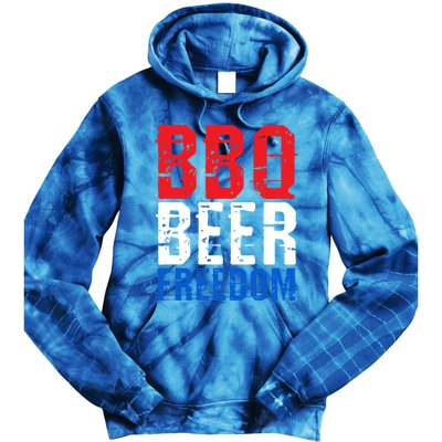 Bbq Beer And Freedom Funny July 4th Patriotic Gift Tie Dye Hoodie