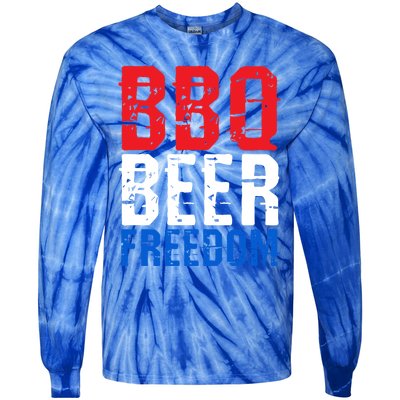 Bbq Beer And Freedom Funny July 4th Patriotic Gift Tie-Dye Long Sleeve Shirt