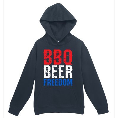 Bbq Beer And Freedom Funny July 4th Patriotic Gift Urban Pullover Hoodie