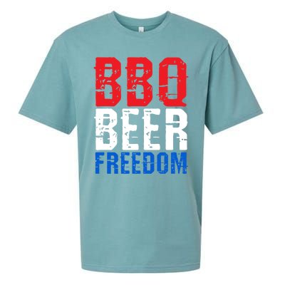 Bbq Beer And Freedom Funny July 4th Patriotic Gift Sueded Cloud Jersey T-Shirt