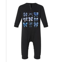 Blue Bow And Ribbon Cute Graphic For Women Infant Fleece One Piece