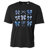 Blue Bow And Ribbon Cute Graphic For Women Cooling Performance Crew T-Shirt