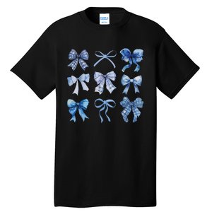 Blue Bow And Ribbon Cute Graphic For Women Tall T-Shirt