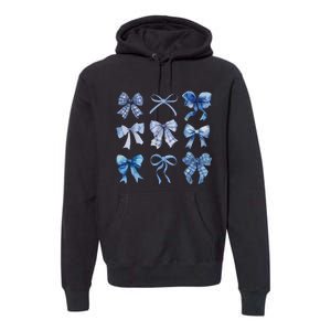 Blue Bow And Ribbon Cute Graphic For Women Premium Hoodie