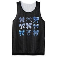 Blue Bow And Ribbon Cute Graphic For Women Mesh Reversible Basketball Jersey Tank