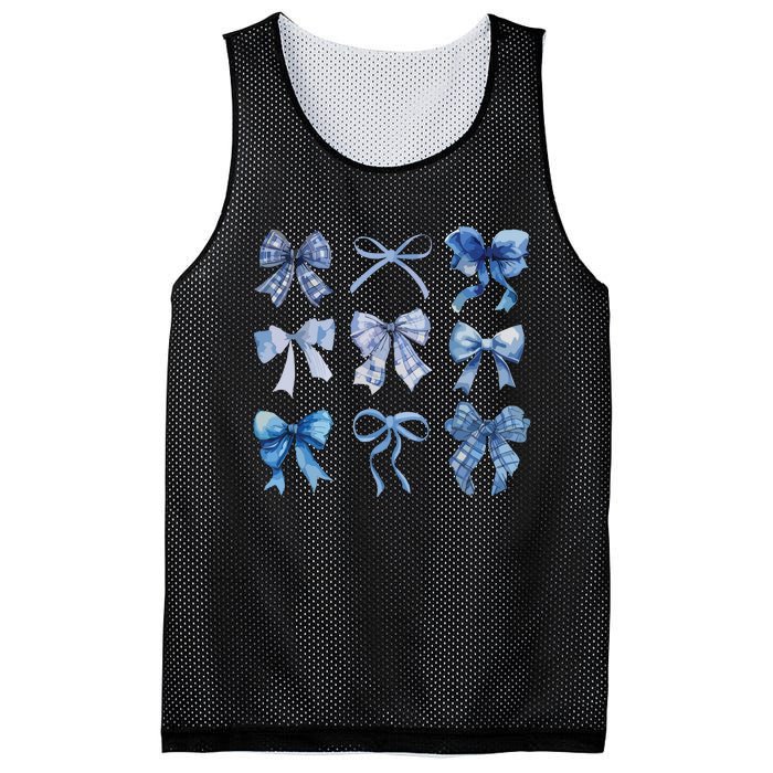 Blue Bow And Ribbon Cute Graphic For Women Mesh Reversible Basketball Jersey Tank