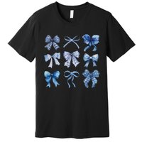 Blue Bow And Ribbon Cute Graphic For Women Premium T-Shirt