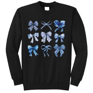 Blue Bow And Ribbon Cute Graphic For Women Tall Sweatshirt