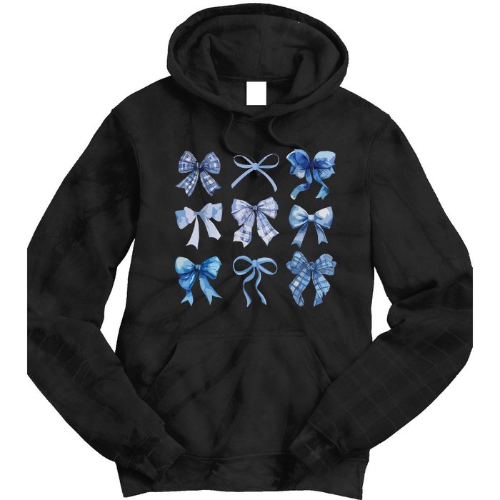 Blue Bow And Ribbon Cute Graphic For Women Tie Dye Hoodie