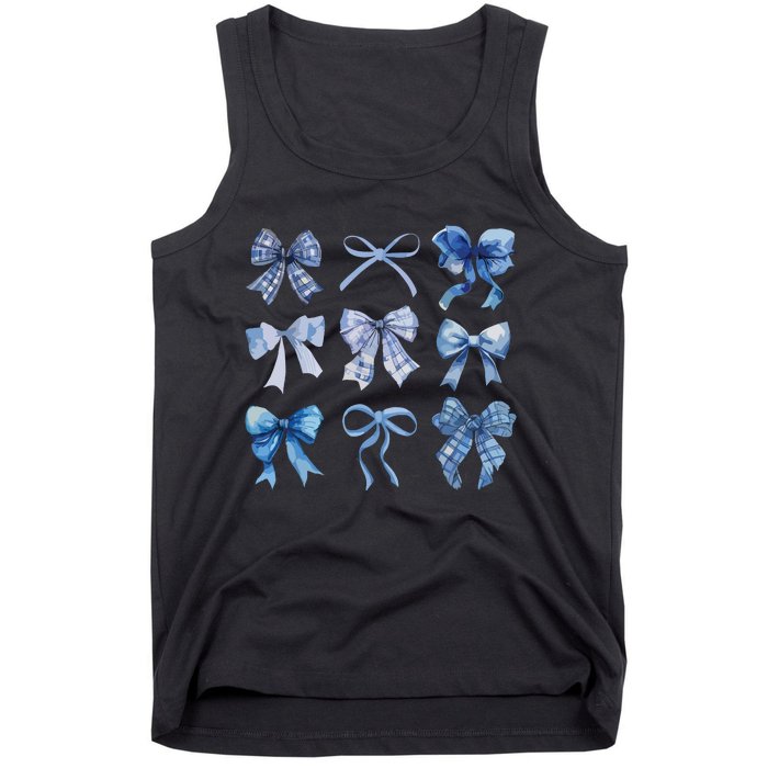 Blue Bow And Ribbon Cute Graphic For Women Tank Top