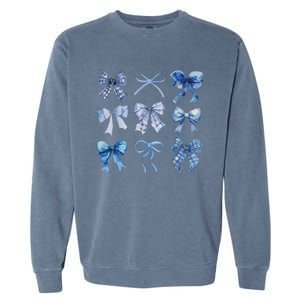 Blue Bow And Ribbon Cute Graphic For Women Garment-Dyed Sweatshirt