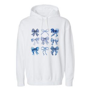 Blue Bow And Ribbon Cute Graphic For Women Garment-Dyed Fleece Hoodie