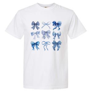 Blue Bow And Ribbon Cute Graphic For Women Garment-Dyed Heavyweight T-Shirt