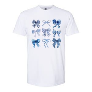 Blue Bow And Ribbon Cute Graphic For Women Softstyle CVC T-Shirt