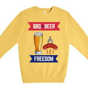 Bbq Beer And Freedom Patriotic 4th Of July Design Gift Premium Crewneck Sweatshirt